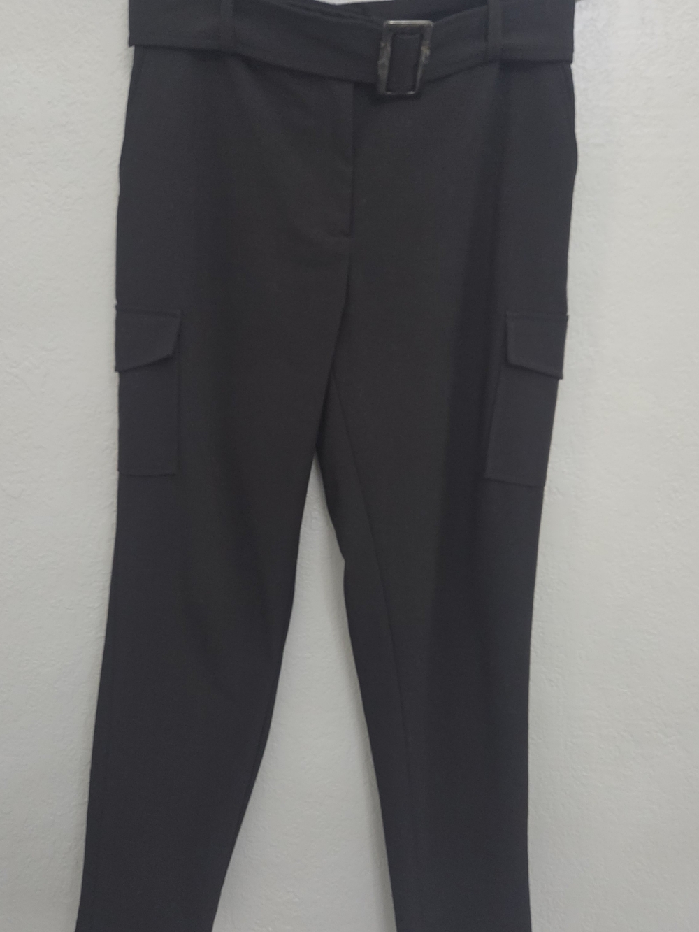 Calvin Klein Black Straight-Leg Cargo Pants with Waist Belt